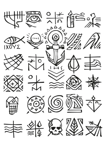 Hand Drawn Vector Illustration Drawing Christian Symbols — Stock Vector