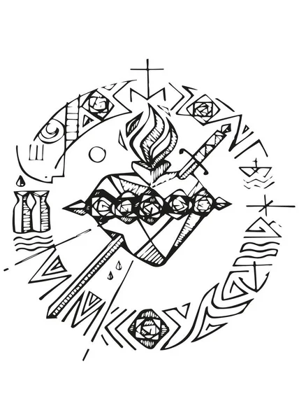 Ручний Намальований Векторний Малюнок Або Малюнок Слуху Марії — стоковий вектор