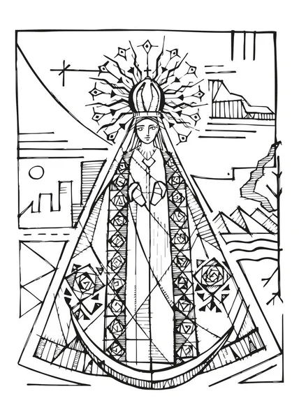 Намальований Вручну Векторний Малюнок Virgen Del Robl — стоковий вектор