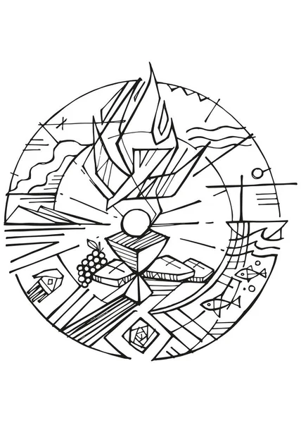 Kézzel Rajzolt Vektor Illusztráció Vagy Rajz Szimbólum Szentlélek Újraéleszteni — Stock Vector