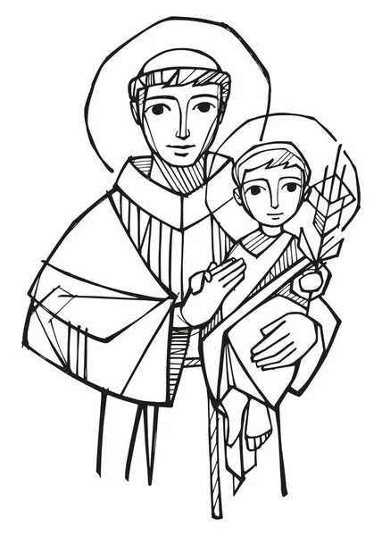 Handgezeichnete Vektorillustration Oder Zeichnung Des Heiligen Antonius Von Padu — Stockvektor