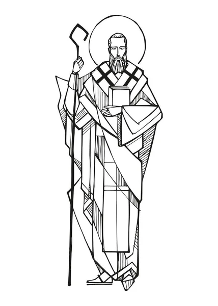 Handgezeichnete Vektorillustration Oder Zeichnung Des Heiligen Basilius — Stockvektor