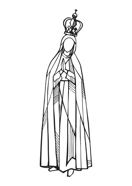 Hand Drawn Vector Illustration Drawing Virgin Fatima — Stock Vector