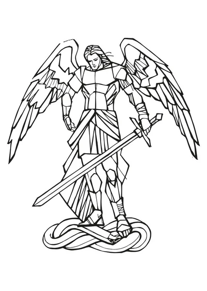 stock vector Hand drawn vector illustration or drawing of Saint Michael