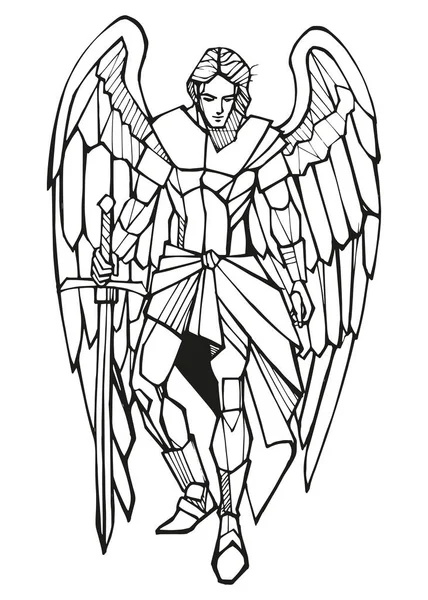 Handgezeichnete Vektorillustration Oder Zeichnung Des Heiligen Michael — Stockvektor