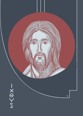 El çizimi vektör çizimi veya İsa 'nın yüzünün çizimi