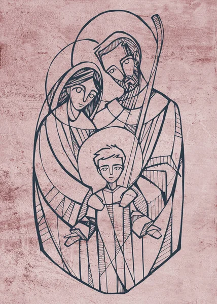 Kutsal Aile Nin Çizimi Çizimi — Stok fotoğraf