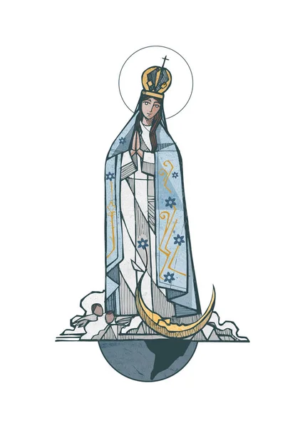 Ilustración Vectorial Dibujada Mano Dibujo Virgen Inmaculada Concepción — Foto de Stock