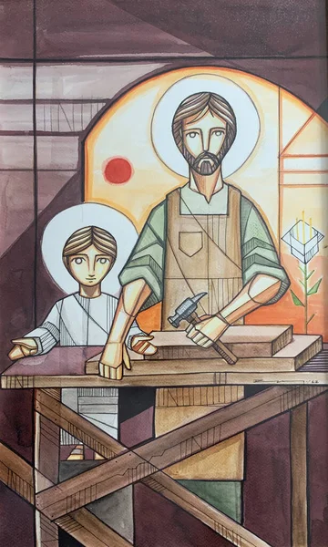 Håndtegnet Vektorillustrasjon Eller Tegning Josef Jesus – stockfoto