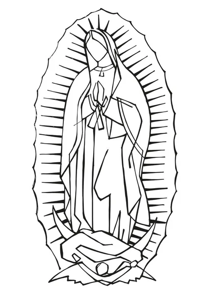 Векторная Иллюстрация Рисунок Девы Марии Гваделупской — стоковый вектор
