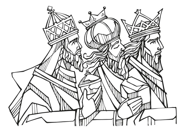 Hand Drawn Vector Illustration Drawing Holy King — Stock Vector