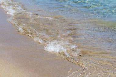 Sandy seashore with gentle waves