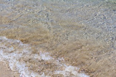 Sandy seashore with gentle waves