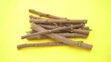 Neem çubuklu meyve ve beyaz arka planda izole edilmiş neem yaprağı. Neem mükemmel bir nemlendiricidir ve böcek öldürücü ve tıbbi özellikleri olan çeşitli bileşikler içerir..