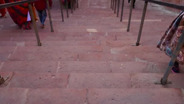 Persone Che Camminano Nella Città Vecchia Jaipur Rajasthan India — Video Stock