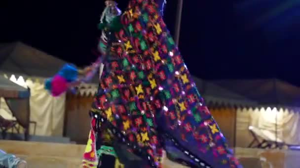 Rajasthani Μουσική Και Λαϊκό Χορό Πολιτιστικό Πρόγραμμα Ένα Στρατόπεδο Sam — Αρχείο Βίντεο