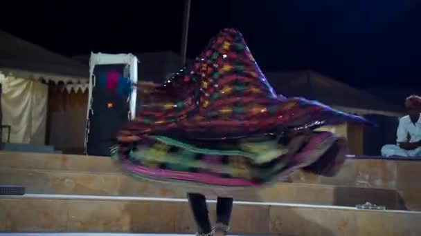 Раджастхани Музыка Народные Танцы Культурная Програма Лагере Сэм Дюны Пустыне — стоковое видео