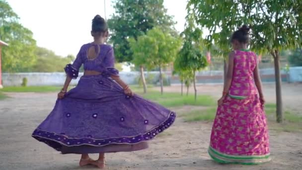 Portrait Belle Fille Indienne Jeune Mannequin Hindoue Costume Traditionnel Indien — Video