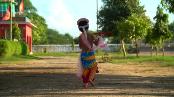 Pequeno Lorde Krishna Correr Lorde Krishna Janmashtami Deseja Adorável Bebê — Vídeo de Stock