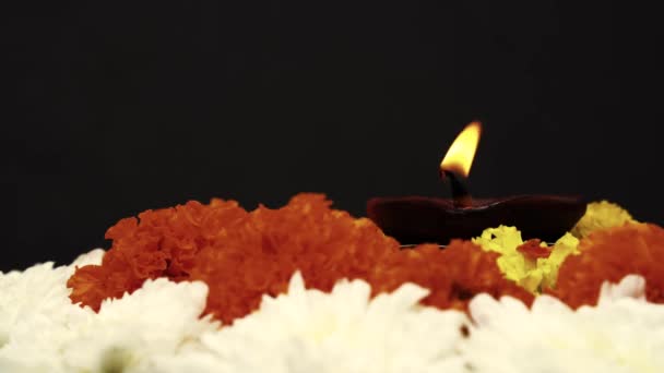 Happy Diwali Clay Diya Lámparas Encendidas Durante Diwali Festival Hindú — Vídeo de stock