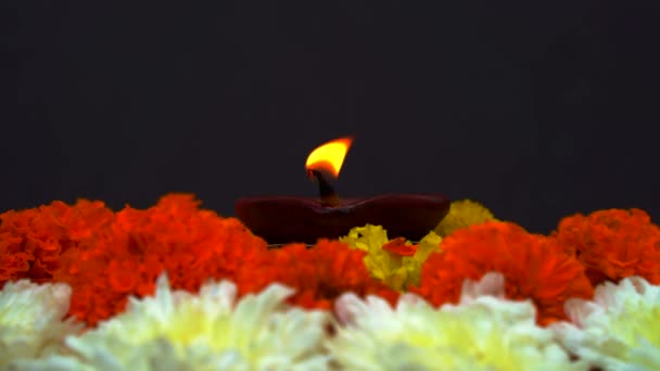 Happy Diwali Clay Diya Lampy Zapalone Podczas Diwali Hinduski Festiwal — Wideo stockowe