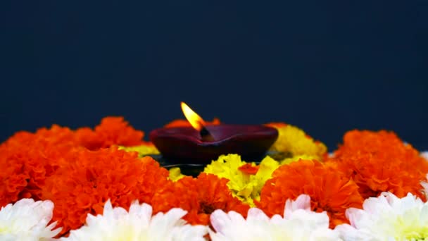 Happy Diwali Clay Diya Lampor Tända Diwali Hinduisk Festival Ljus — Stockvideo