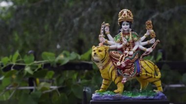 Durga Puja Subh Navratri 'deki Tanrıça Durga. Mutlu Navratri kutlamaları. Durga Puja, Bengali için dünya çapındaki en önemli Hindu festivali.