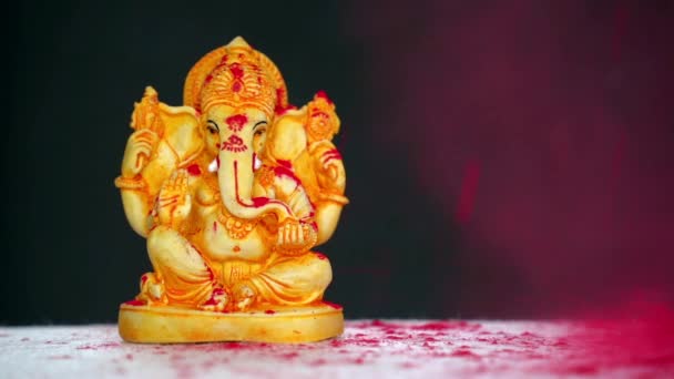 Lord Ganesha Ganesha Festival Lord Ganesha Barevném Pozadí Voda Stříká — Stock video