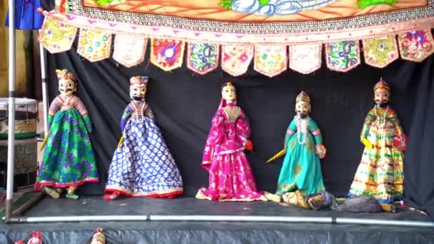 Tradiční Rajasthani Panenka Taneční Loutkové Divadlo Kathputli Tanec Jaipur Rajasthan — Stock video