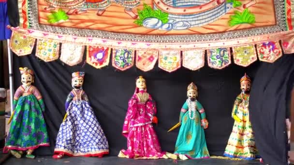 Muñeca Tradicional Rajasthani Espectáculo Títeres Baile Danza Kathputli Jaipur Rajastán — Vídeo de stock