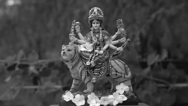 ハッピー ドゥルガの女神はナブラトリを召喚する ハッピー ナブラトリ セレブレーション ドゥルガ法会はベンガルにとって世界で最も重要なヒンズー教の祭りです — ストック動画