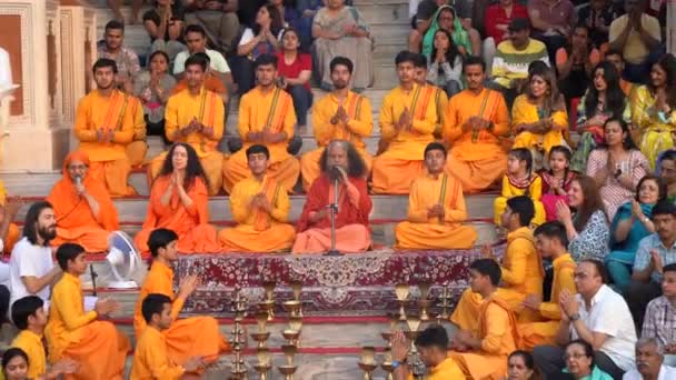 Haridwar Uttarakhand Indien Sep 2022 Gruppe Von Priestern Oder Guruji — Stockvideo