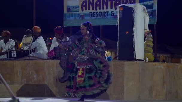 Rajasthani Muzyka Taniec Ludowy Kulturalny Program Obozie Sam Dunes Pustyni — Wideo stockowe
