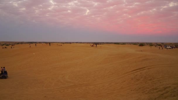Vacker Solnedgång Över Öknen Jaisalmer Rajasthan Indien — Stockvideo