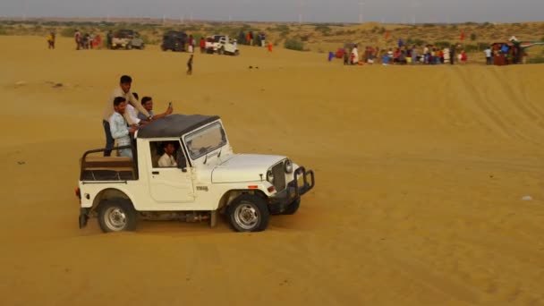 Desert Jeep Safari Nas Dunas Areia Safaris Jipe Deserto Thar — Vídeo de Stock
