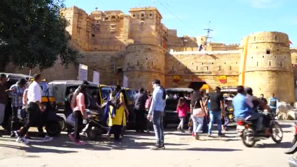 Jaisalmer Rajasthan Índia Nov 2022 Multidão Turística Famosa Atração Turística — Vídeo de Stock