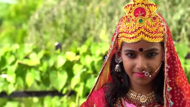 Durga Puja Look Fotografování Založené Agomoni Festivalu Etnickým Vzhledem Tvář — Stock video