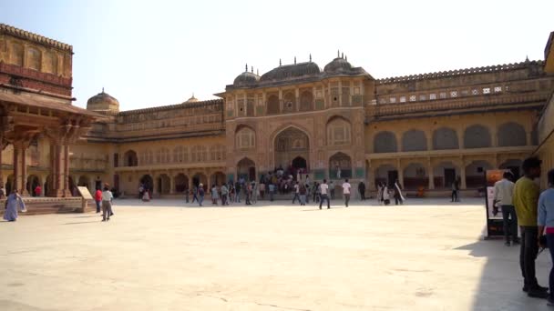 Amber Fort Principal Atração Turística Área Jaipur Muitos Turistas Ainda — Vídeo de Stock