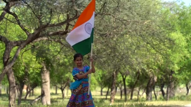 Ινδή Τρίχρωμη Ινδική Σημαία Κατάλληλο Για Happy Independence Ημέρα Δημοκρατία — Αρχείο Βίντεο