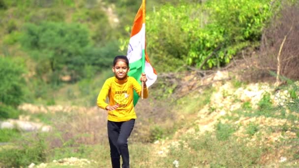 Indian Child Celebrating Independence Republic Day Cute Little Indian Child — Stock Video