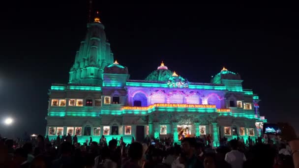 Street View Prem Mandir Hindu Temple Dedicated Shri Radha Krishna — Vídeo de stock