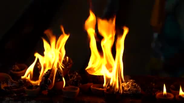 Clay Diya Lámparas Encendidas Durante Dipavali Festival Hindú Celebración Las — Vídeos de Stock