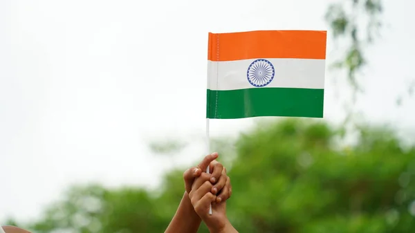 Nationale Vlag Van India Geïsoleerd Lucht Achtergrond Realistische Indiase Vlag — Stockfoto