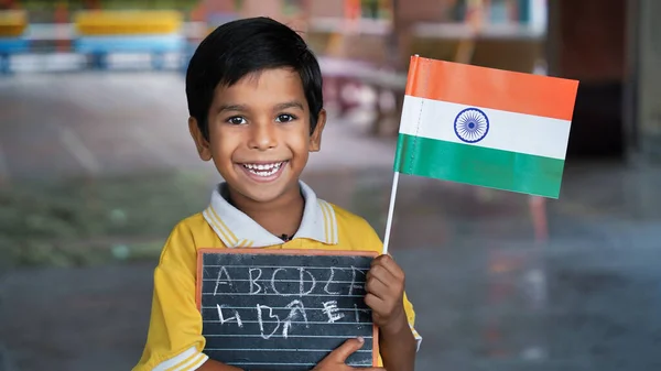 Indian Child Celebrating Independence Republic Day India — Stock Photo, Image
