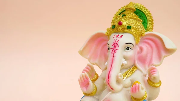 Hindu God Ganesha Sclupture Pink Background Celebrate Lord Ganesha Festival — Stock Photo, Image