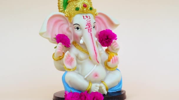 Dios Hindú Ganesha Escisión Sobre Fondo Rosa Celebrar Festival Señor — Vídeo de stock