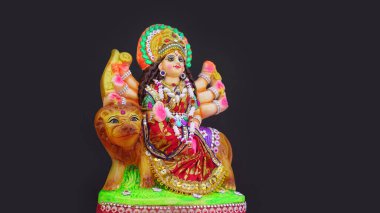 Mutlu Durga Puja Festivali, Navaratri, Dussehra kutlamaları. Durga Puja, tüm dünyada kutlanan popüler ve büyük bir Hinduizm festivali.