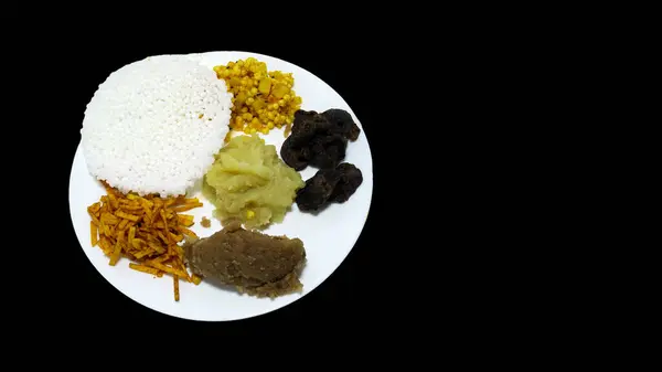 Indian Fasting Gujarati Upwas Fast diet items offered in Thali complete meal. Mahashivratri Shivratri Navratri Ram Navami festival fasting food