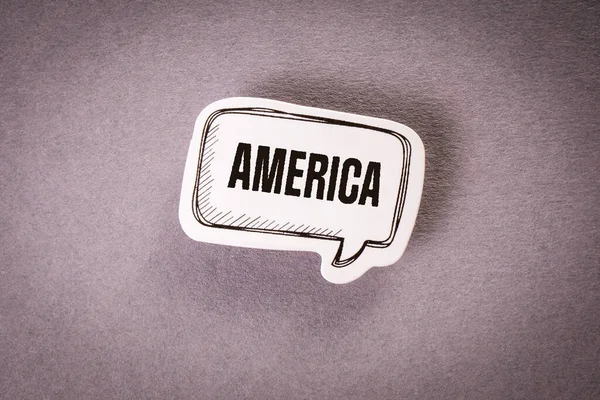 Amerika Sprechblase Mit Text Auf Grauem Hintergrund — Stockfoto