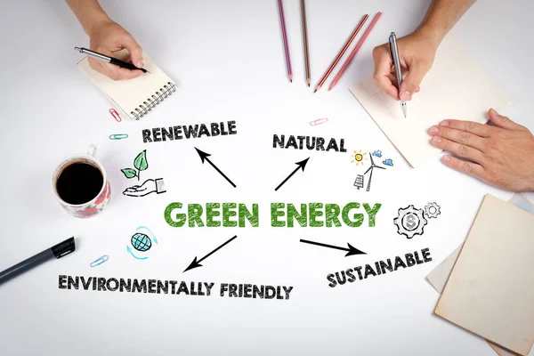 Green Energy Concept Riunione Tavolo Degli Uffici Bianchi — Foto Stock